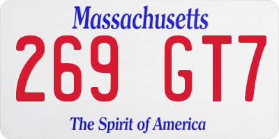 MA license plate 269GT7