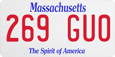 MA license plate 269GU0