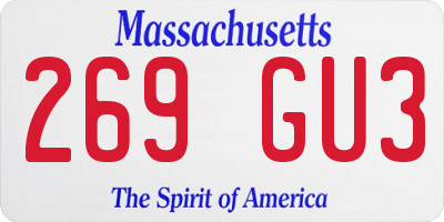 MA license plate 269GU3