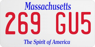 MA license plate 269GU5
