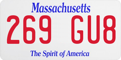 MA license plate 269GU8