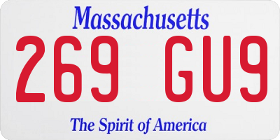 MA license plate 269GU9