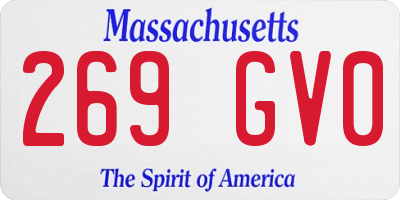 MA license plate 269GV0