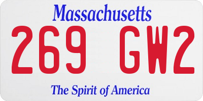 MA license plate 269GW2