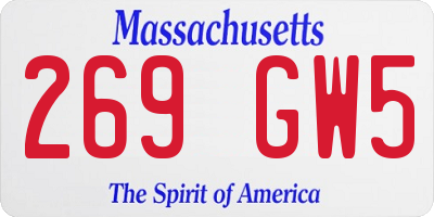 MA license plate 269GW5