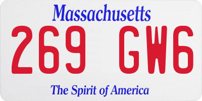 MA license plate 269GW6