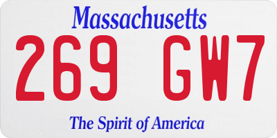MA license plate 269GW7