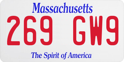 MA license plate 269GW9