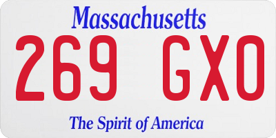 MA license plate 269GX0