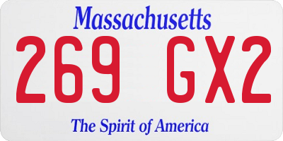 MA license plate 269GX2
