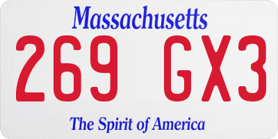 MA license plate 269GX3
