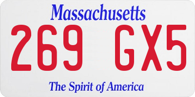 MA license plate 269GX5