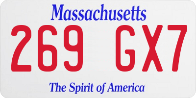 MA license plate 269GX7