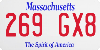 MA license plate 269GX8