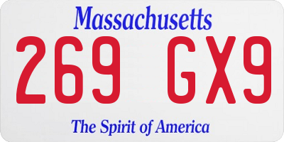 MA license plate 269GX9