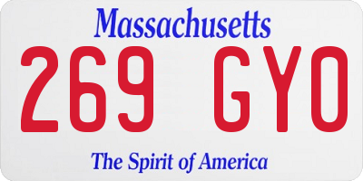 MA license plate 269GY0