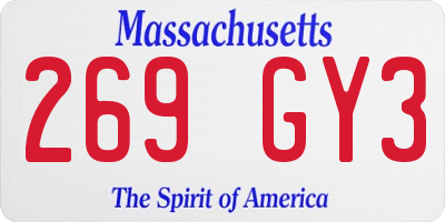 MA license plate 269GY3