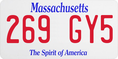 MA license plate 269GY5