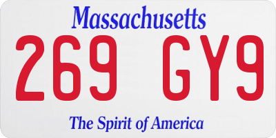MA license plate 269GY9