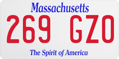 MA license plate 269GZ0