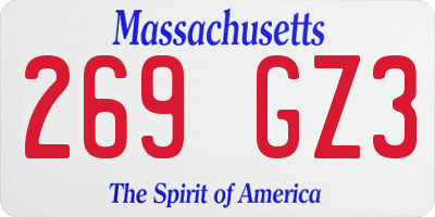 MA license plate 269GZ3