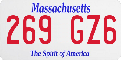 MA license plate 269GZ6