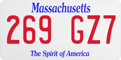 MA license plate 269GZ7