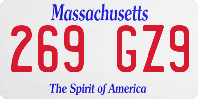 MA license plate 269GZ9