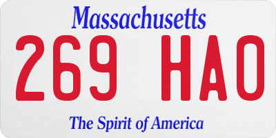 MA license plate 269HA0