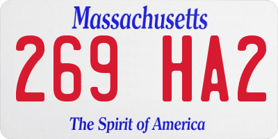 MA license plate 269HA2