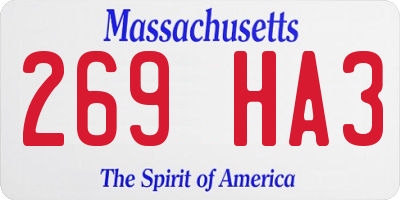 MA license plate 269HA3
