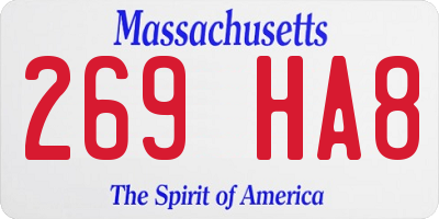 MA license plate 269HA8