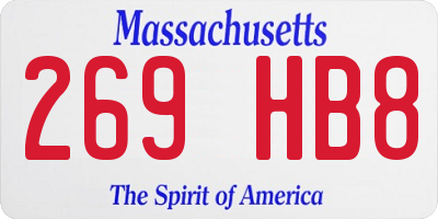 MA license plate 269HB8