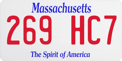 MA license plate 269HC7