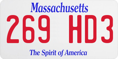 MA license plate 269HD3