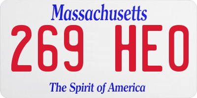 MA license plate 269HE0