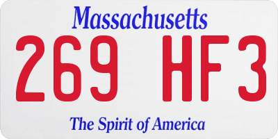 MA license plate 269HF3