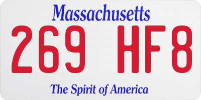 MA license plate 269HF8