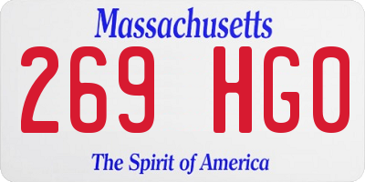 MA license plate 269HG0