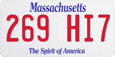 MA license plate 269HI7