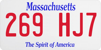 MA license plate 269HJ7