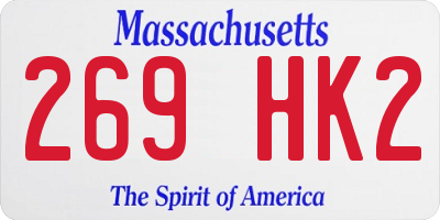 MA license plate 269HK2