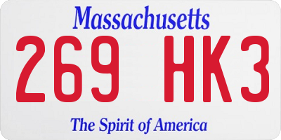 MA license plate 269HK3