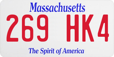 MA license plate 269HK4