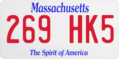 MA license plate 269HK5
