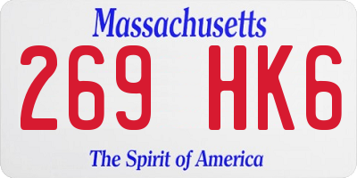 MA license plate 269HK6