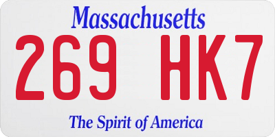 MA license plate 269HK7