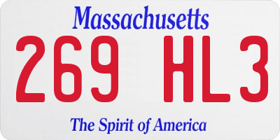 MA license plate 269HL3