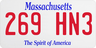 MA license plate 269HN3