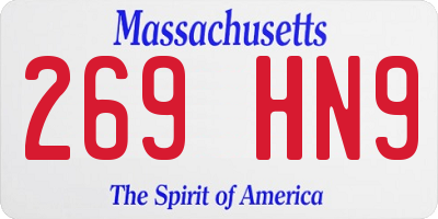 MA license plate 269HN9